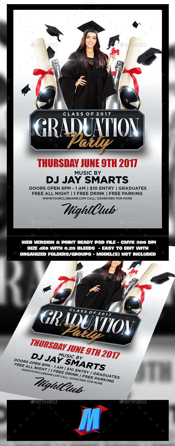 Graduation Party Flyer Template by MegaKidGFX GraphicRiver
